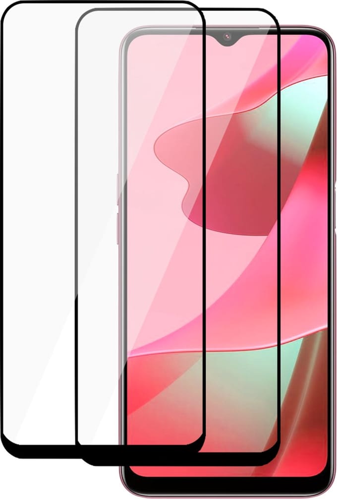 Screenprotector geschikt voor Oppo A16/A16s Glas - Full Tempered Glas Screen Protector - 2x