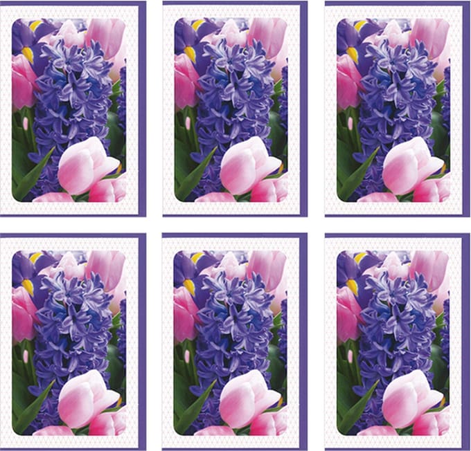 MGPcards - 6x dubbele wenskaart met envelop - Blanco - Bloemen - 11,5 x 17 cm
