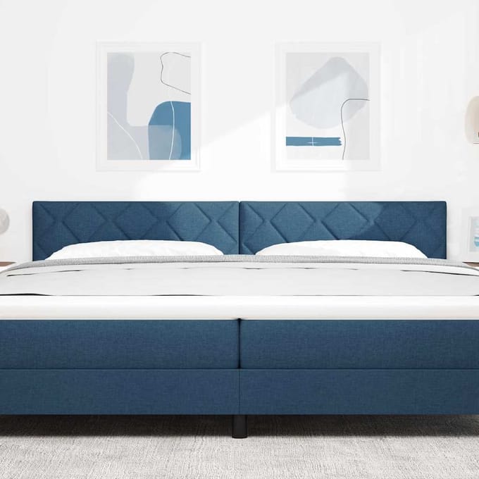 vidaXL - LED - Hoofdbord - Blauw - Stof