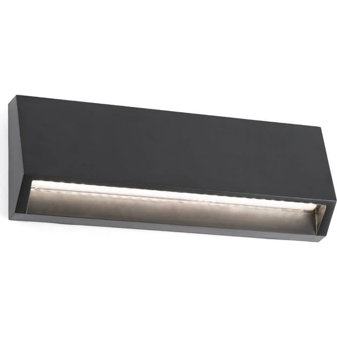 FARO BARCELONA Hoekige LED buitenwandlamp Must, breedte 21,7 cm