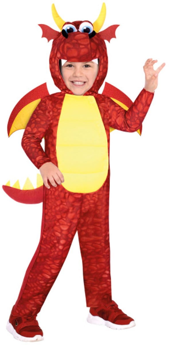 Amscan Kinderkostuum Draak Junior Polyester Rood/geel Mt 6-8 Jaar