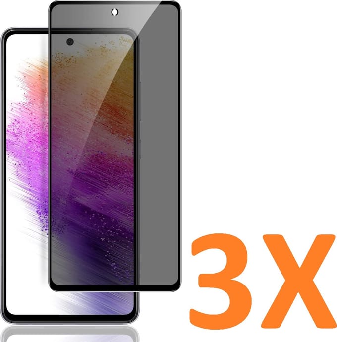 Screenprotector Glas - Privacy Tempered Glass Screen Protector Anti-Spy Geschikt voor: Samsung Galaxy A73 5G - 3x
