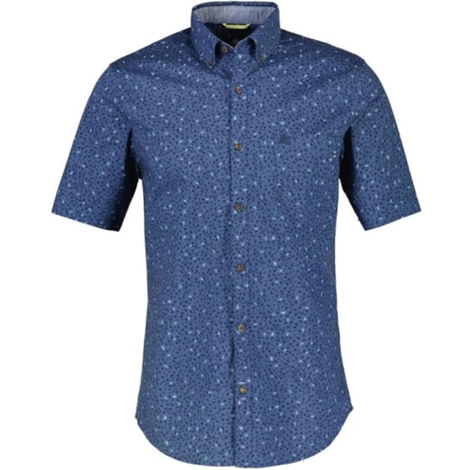 Lerros Korte mouw Overhemd - 2332176 444 TRAVEL BLUE (Maat: M)