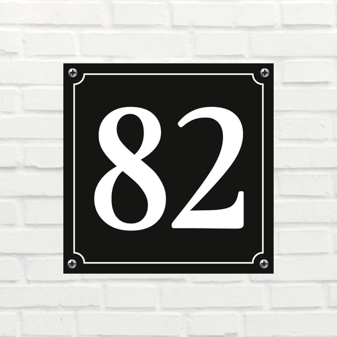 Huisnummerbord Mat zwart Deluxe - Nummer 82 - incl. bevestiging