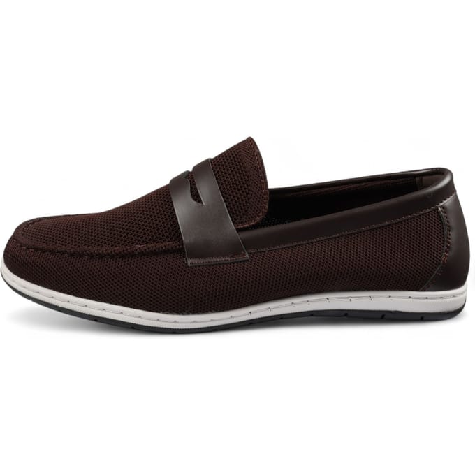 Heren Bruine Ademende Loafers Lichtgewicht Slip-On