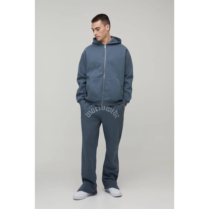Oversized Worldwide Zip-Through Hooded Trainingspak | Charcoal | Size Medium
