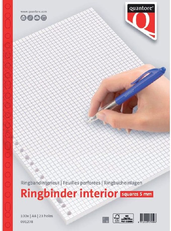 Interieur quantore a4 23r 70gram ruit 5mm 100vel | 5 stuks