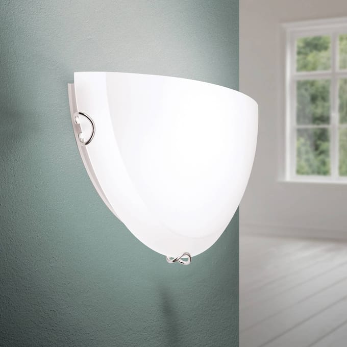 ORION Agada wandlamp, opaalglas, chroom, halfrond