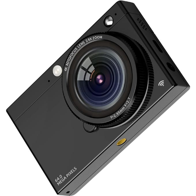 Caméra numérique portable 4K CCD Caméra vidéo numérique WiFi 64MP Écran IPS 2,83 pouces Manuel/Auto noir