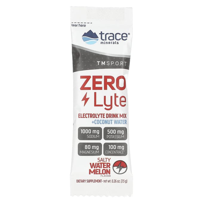 Trace, TM Sport, ZeroLyte, Mélange pour boisson électrolytique, Pastèque salée, 30 Sachets, 0,27 oz (7,3 g) Chaque