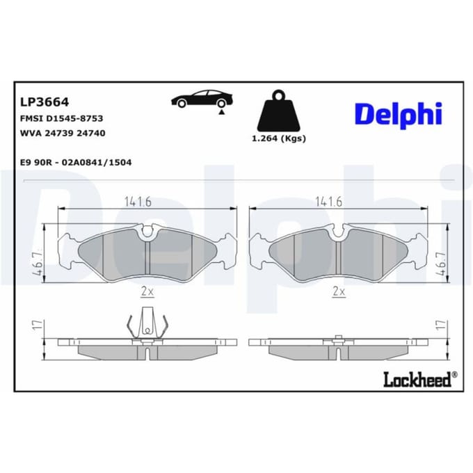 Remblokset DELPHI LP3664, achter