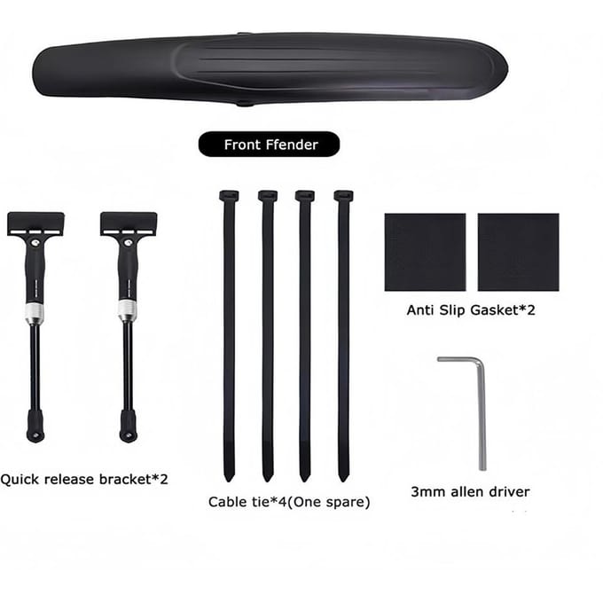 Garde-boue de VTT Haute Résistance Réglable 26-29 Pouces Résistant à l'Usure Incassable Accessoires de Cyclisme black