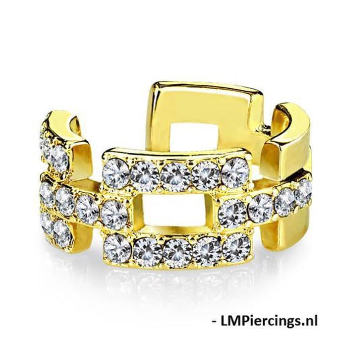 Fake piercing square links goud kleur - LMPiercings