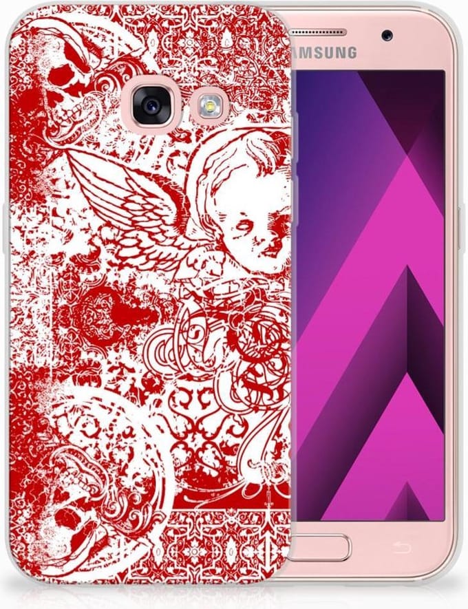 Silicone Back Case Samsung Galaxy A3 2017 Angel Skull Rood