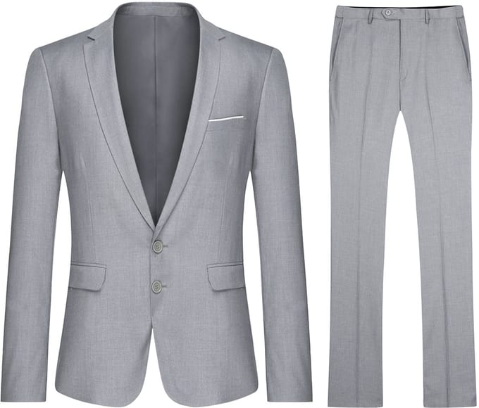 ALLTHEMEN Heren 2-Piece Slim Fit Pak - Tweeknoops zakelijk Pak - L