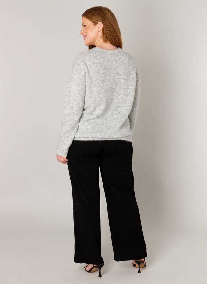 BASE LEVEL CURVY Yanara Tops - Grey Melange - maat 3(52)