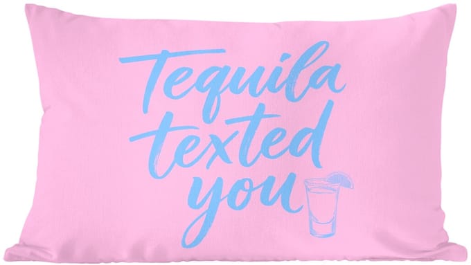 Sierkussens - Kussentjes Woonkamer - 60x40 cm - Tequila texted you - Roze - Blauw