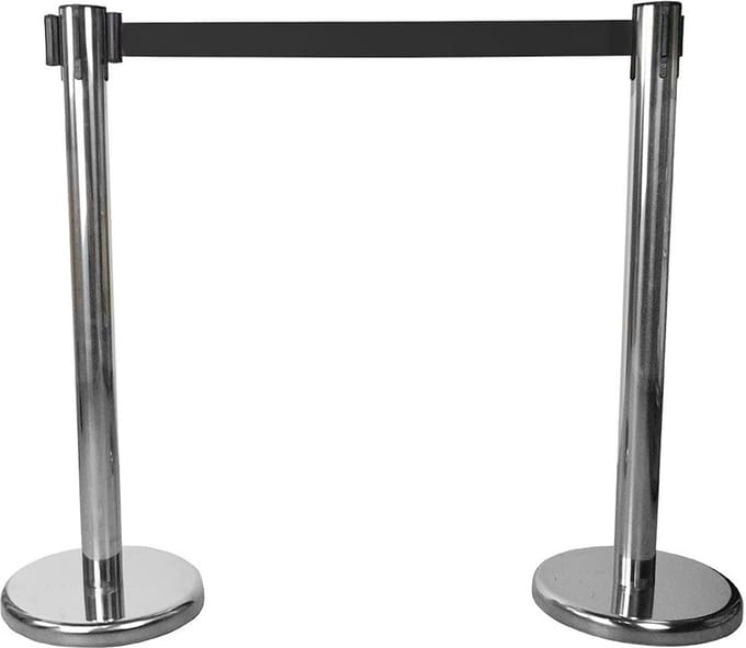 Seco afzetpaal - chrome - met koord - set van 2
