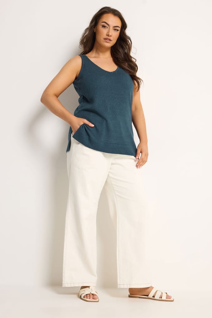 Yours Marineblauwe Gebreide Top Size 54-56