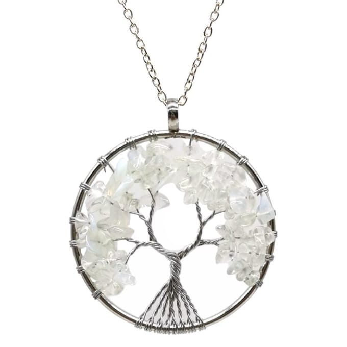 Fako Bijoux® - Ketting - Chakra Reiki - Levensboom XL - Opaal - Tranparant