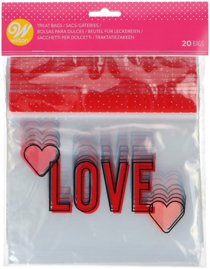 Wilton Traktatie Zakjes - Hersluitbaar - Liefde - 20 Stuks - Snoepzakjes