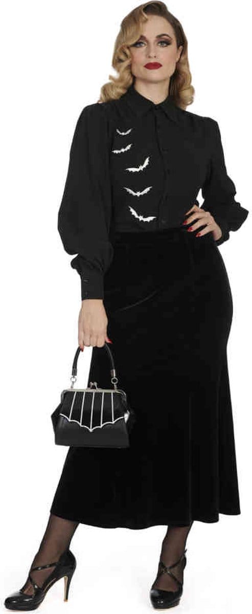 Banned - Betty Rock Peplum Kokerrok - L - Zwart
