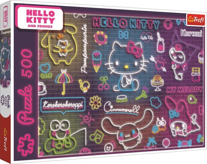 Trefl puzzel Neon Hello Kitty - 500 stukjes - kleurrijk karton.