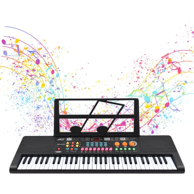 Clavier électronique 61 touches Piano double haut-parleur 16 tons 10 rythmes 6 instruments de musique de démonstration avec noir