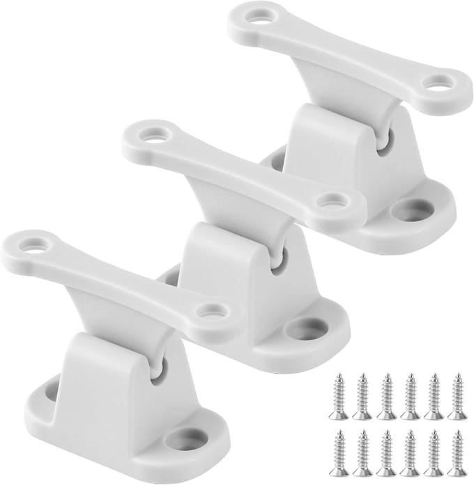 Robuuste deurstopper voor caravans, campers en boten - Set van 3 - Wit met schroeven