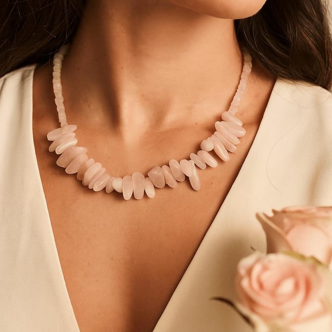 Longstone Edelsteen Ketting - Rozenkwarts