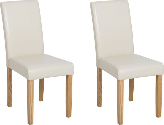 BROADWAY - Eetkamerstoel set van 2 - Beige - Kunstleer