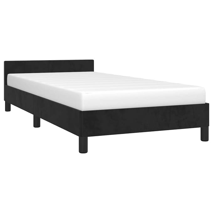 vidaXL - Bedframe - met - hoofdeinde - zonder - matras - 80x200 - cm - fluweel - zwart