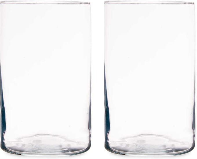Giftdecor Bloemenvaas - 2x stuks - cilinder vorm - transparant glas - 12 x 20 cm - vaas