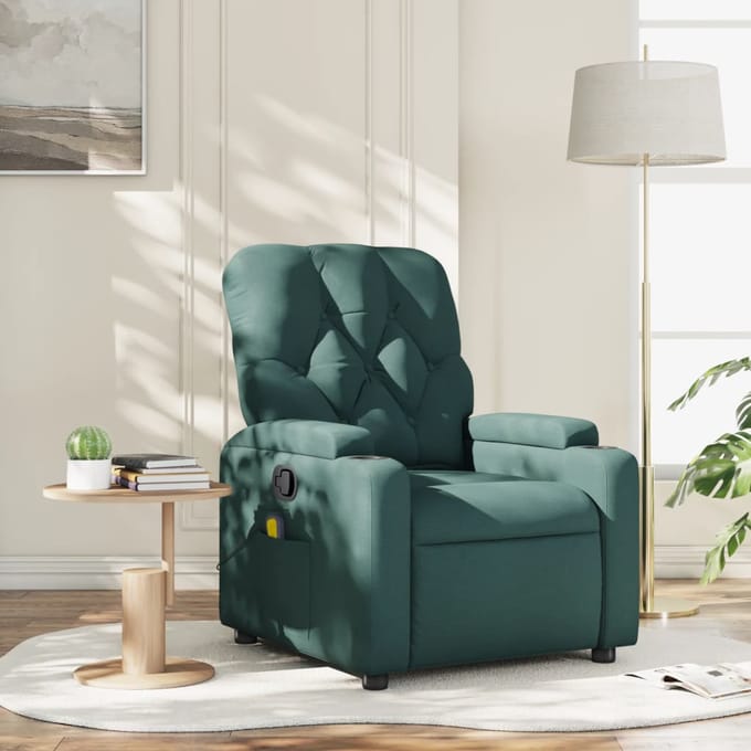 vidaXL - Massagestoel - met - donkergroene - stof