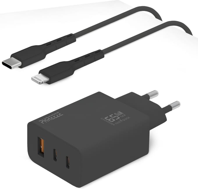 Usb lader geschikt voor iPhone - Oplaadstekker + Lightning naar USB C kabel 1m - Oplader + Kabel