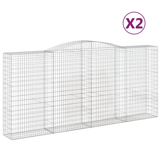 vidaXL - Schanskorven - 2 - st - gewelfd - 400x50x180/200 - cm - ijzer