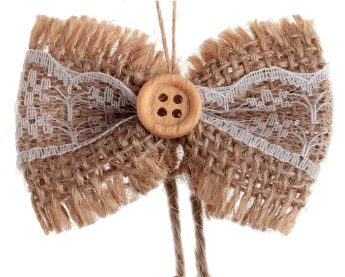 SANTEX - 6 mini strikjes van jute en kant 5 cm landelijke decoratie