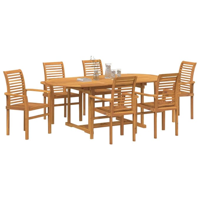 vidaXL - Tuin - Eettafel - Set - 7 - pcs - Bruin - Massief - Teakhout