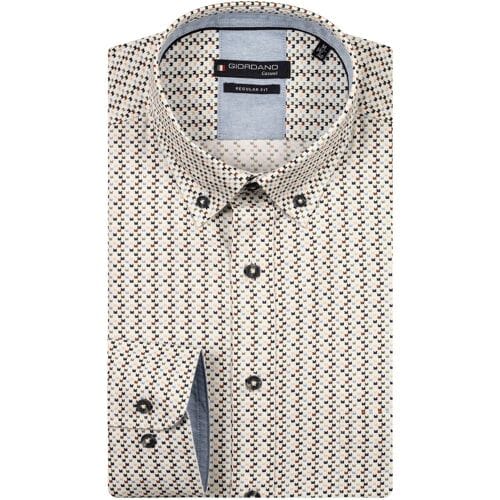 Giordano Overhemd Ivy Soft Oxford Mini Graphic Pattern Groen-Multi / male