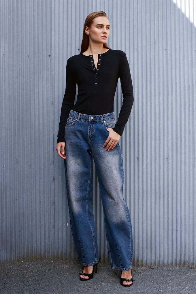 Hoog-Waisted Wijde Jeans van Katoen