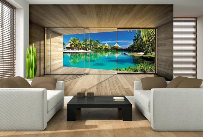 Window Island Caribbean Sea Tropical Photo Wallcovering