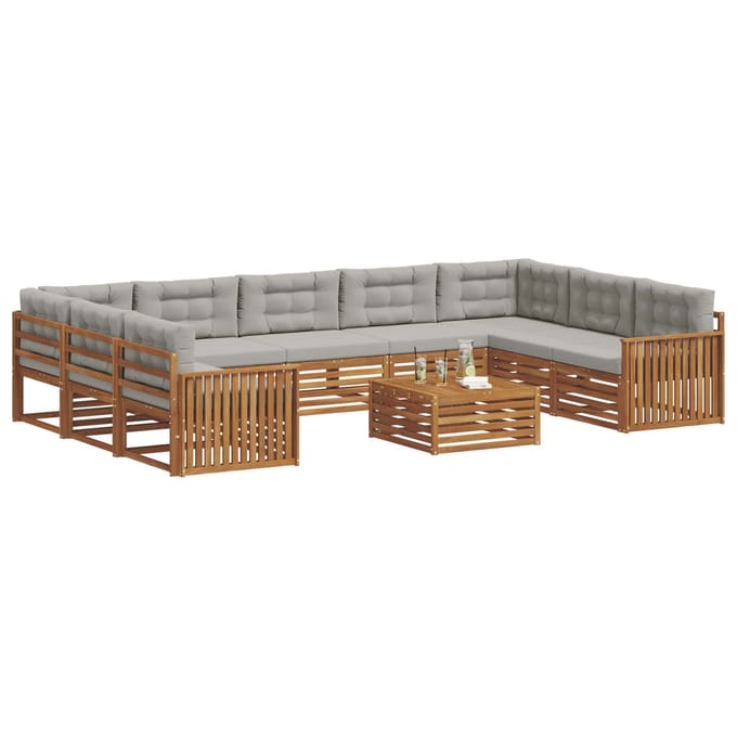 vidaXL - Buiten - bank - set - 10 - st - Natuurlijk - en - Licht - Grijs