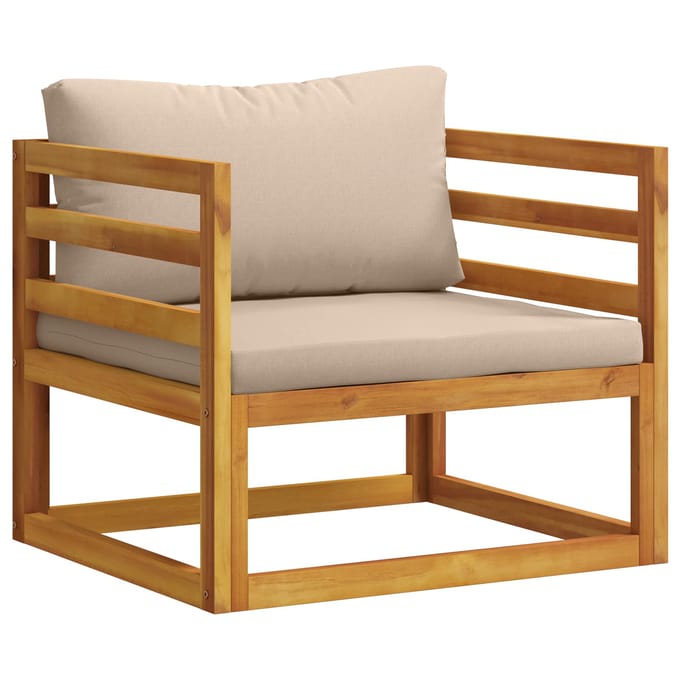 vidaXL - Modulaire - fauteuil - met - kussens - Massief - Acacia - Hout - Naturel
