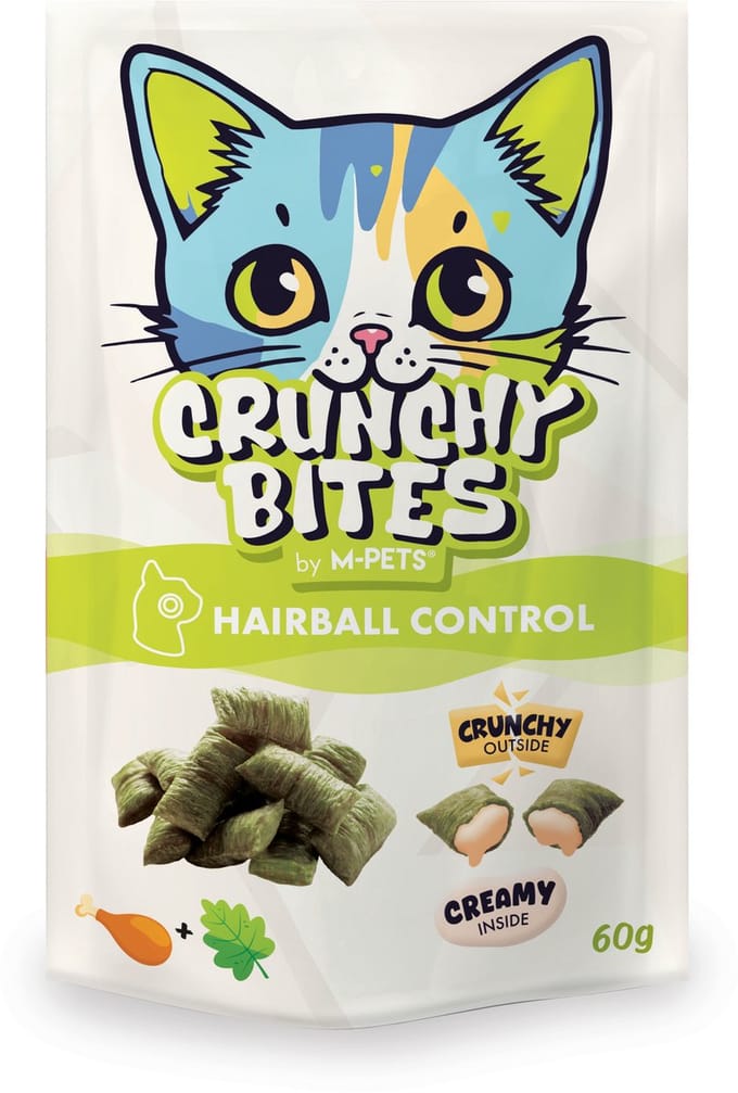 M-PETS CRUNCHY BITES kat snack met functie haarbalbeheersing - 60 g - per 12