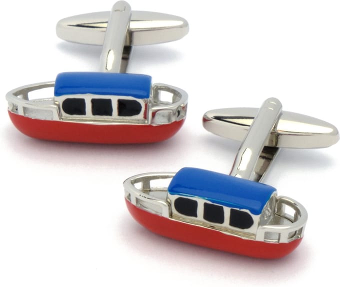 Manchetknopen - Boot Rivierboot Blauw Rood