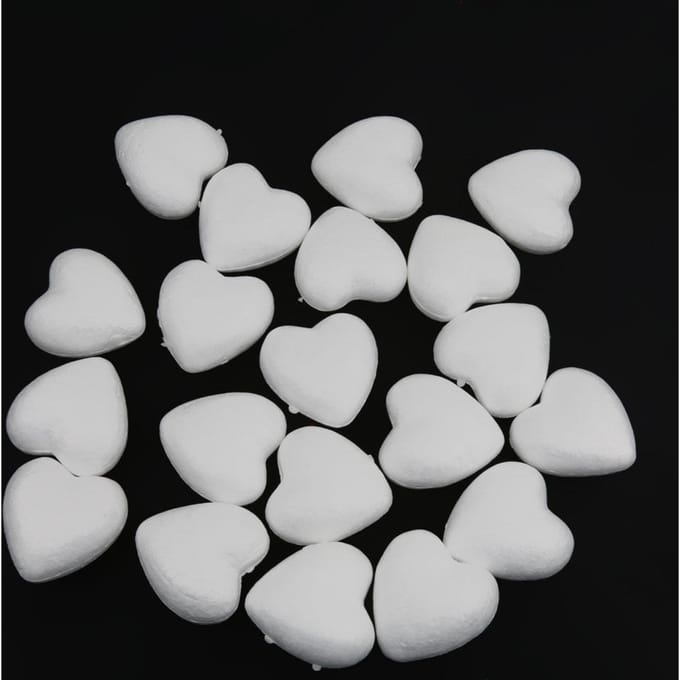 20 Stuks 60mm Wit Modellering Craft Polystyreen Schuim Piepschuim Liefde Hart DIY Ornamenten gray