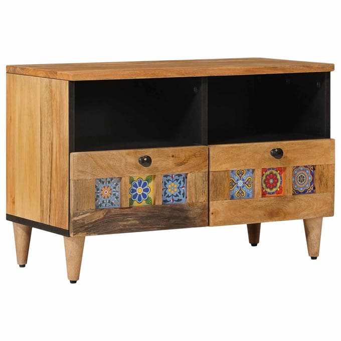 vidaXL - TV - Kast - Naturel - 70 - x - 33 - x - 46 - cm - Massief - Mango - Hout