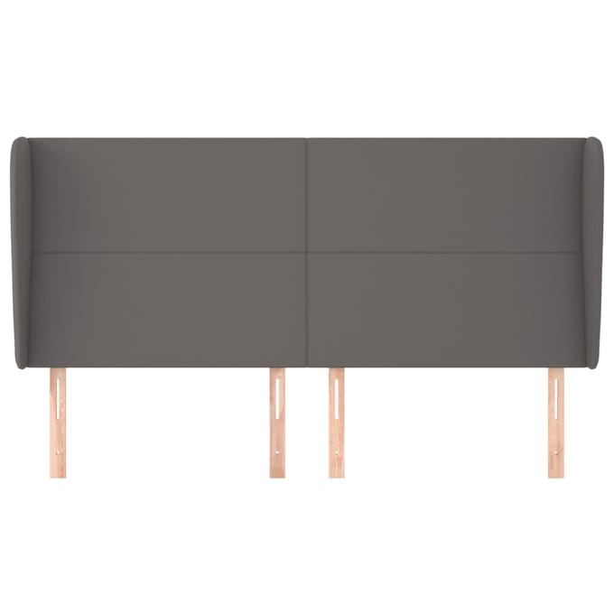 vidaXL - Hoofdbord - met - randen - 203x23x118/128 - cm - kunstleer - grijs