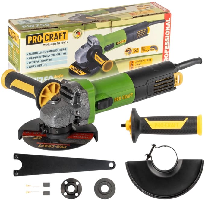 Procraft PW750 haakse slijper 750 watt 125 mm