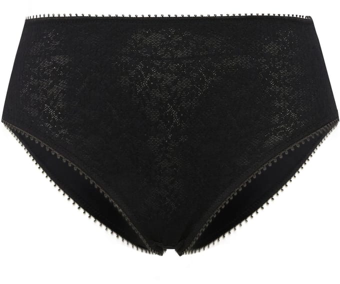 Ulla Popken - Dames - Midislip jacquard-patroon - Zwart - Maat 54+
